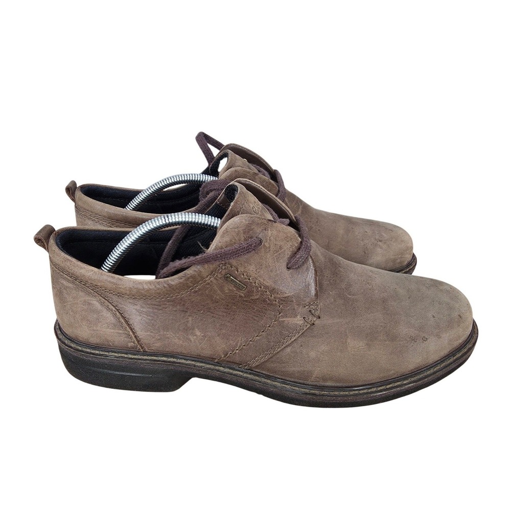 Ecco GTX Oxford Shoes Mens 11-11.5 45 Brown Leather Goretex Waterproof Casual